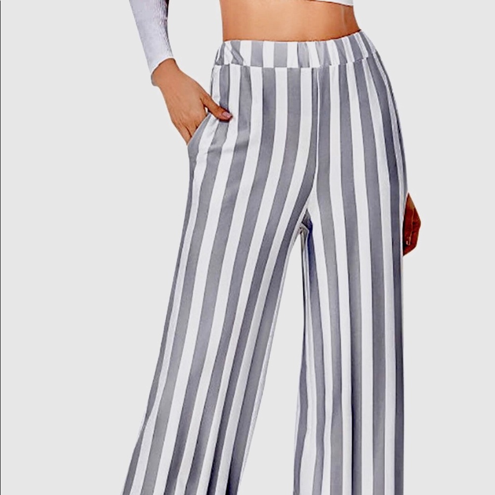 🤍☁️ Striped Women’s Trousers Wide Ankle Fit☁️🤍